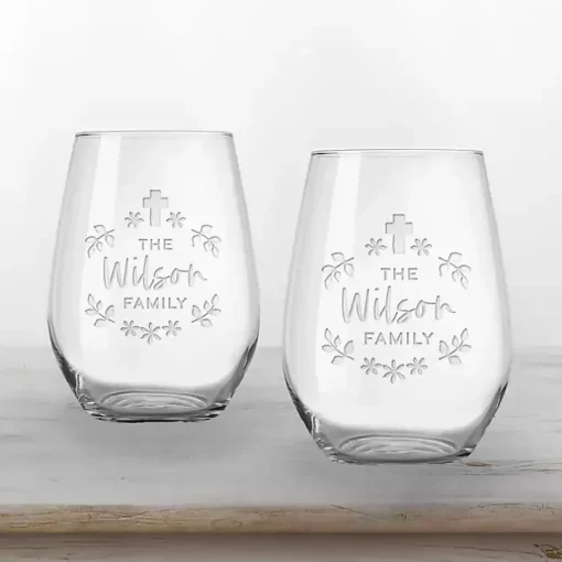 Personalized Easter Cross Wine Glasses, Set of 2