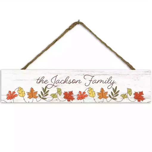 Personalized Fall Leaf Hanging Wall Plaque