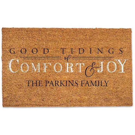 Personalized Good Tidings Coir Doormat