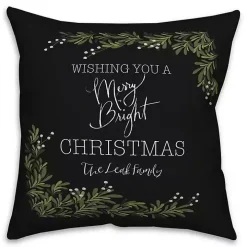 Personalized Merry and Bright Christmas Pillow