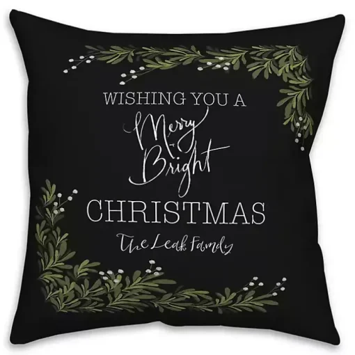 Personalized Merry and Bright Christmas Pillow
