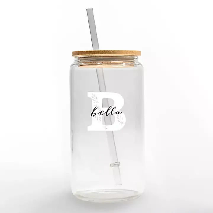 Personalized Monogram B Floral Glass Cup