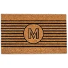 Personalized Monogram Black Stripes Doormat