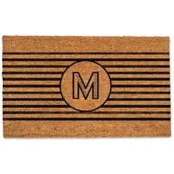Personalized Monogram Black Stripes Doormat