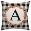 Personalized Monogram Buffalo Check Wreath Pillow