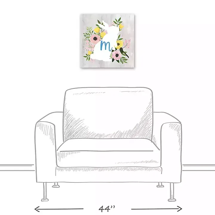 Personalized Monogram Bunny Canvas Art Print