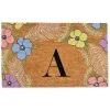 Personalized Monogram Spring Flowers Coir Doormat