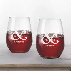 Personalized Mr. & Mrs. Wine Glasses, Set of 2