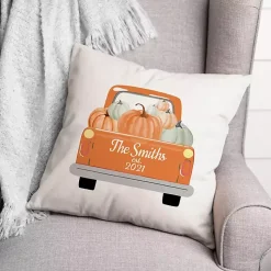 Personalized Orange Pumpkin Truck Pillow