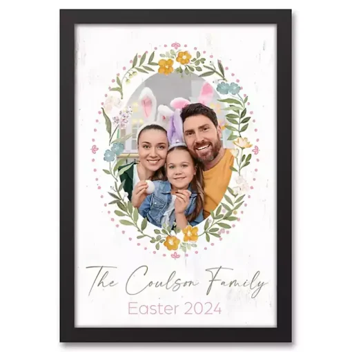 Personalized Photo Floral Wreath Canvas Print