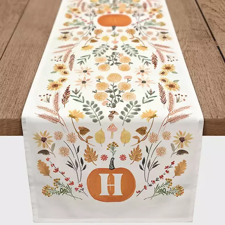 Personalized Pumpkin Floral Table Runner, 90 in.