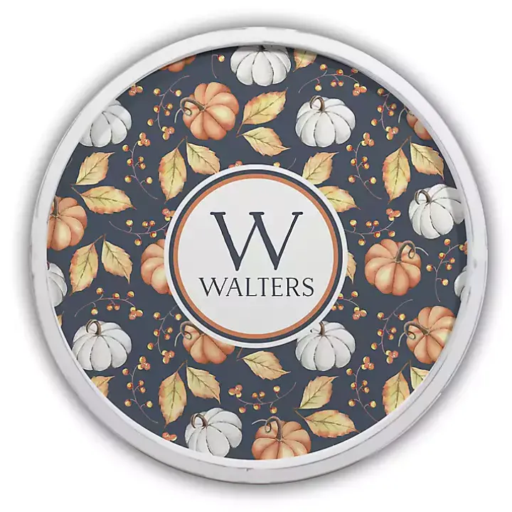 Personalized Pumpkin Monogram White Framed Print