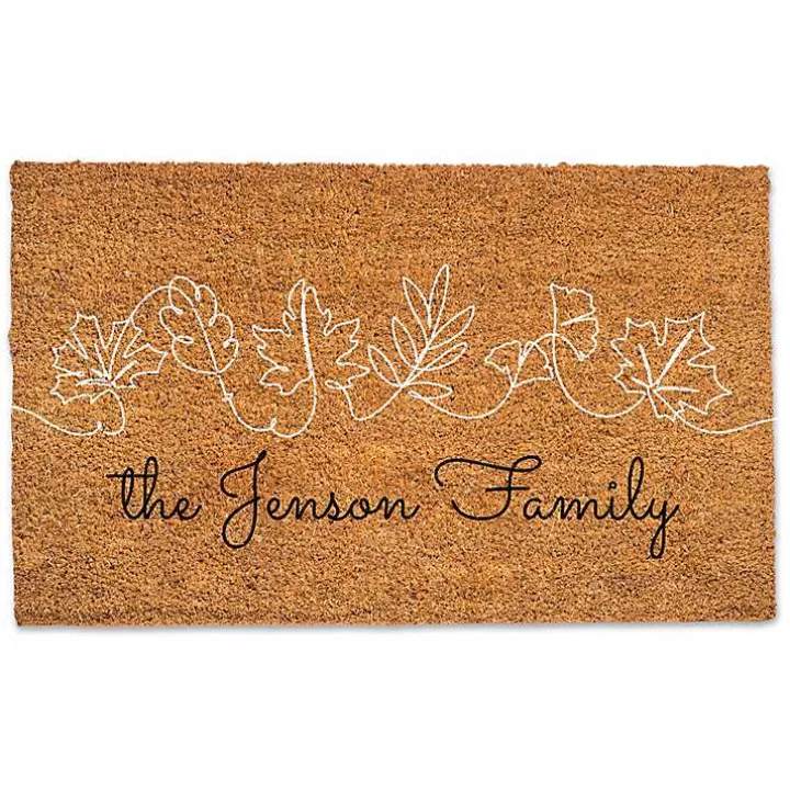 Personalized Simple Sketched Leaves Doormat