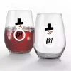 Personalized Snowman Monogram Wine Glass, Set of 2