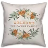 Personalized Welcome Fall Floral Outdoor Pillow