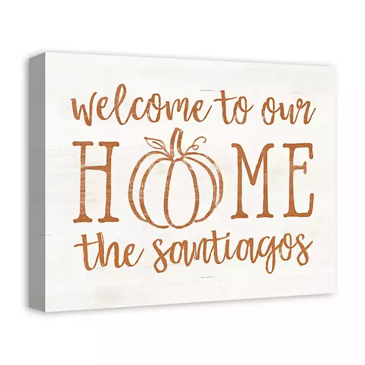 Personalized Welcome Home Fall Canvas Art Print