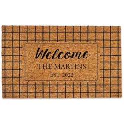 Personalized Welcome Windowpane Coir Doormat