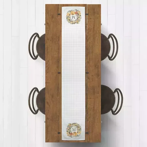 Personalized Wreath Monogram Table Runner, 90 in.