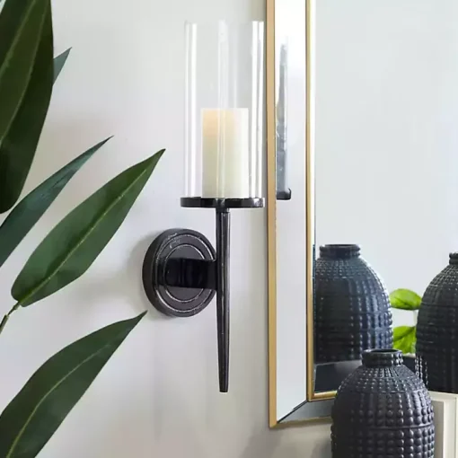 Pierre Polished Black Stem Sconce