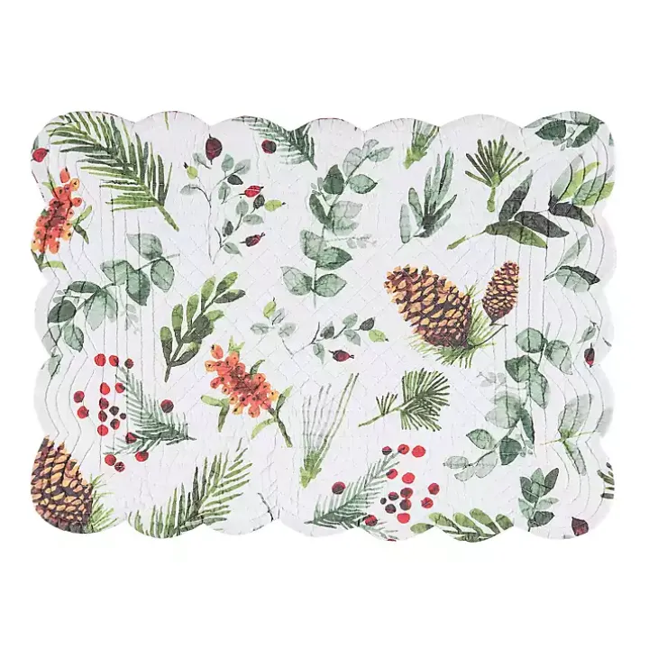 Pinecone and Plaid Reversible Placemats, Set of 6
