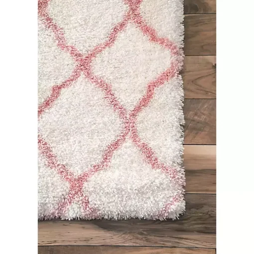 Pink and White Iliza Trellis Area Rug, 5x8