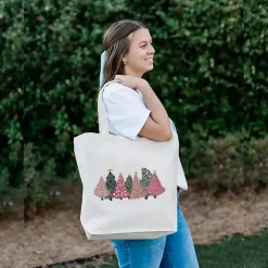 Pink Christmas Trees Canvas Tote Bag