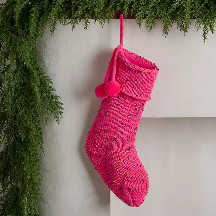 Pink Confetti Knit Christmas Stocking