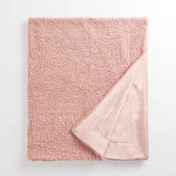 Pink Curly Faux Lamb Fur Throw