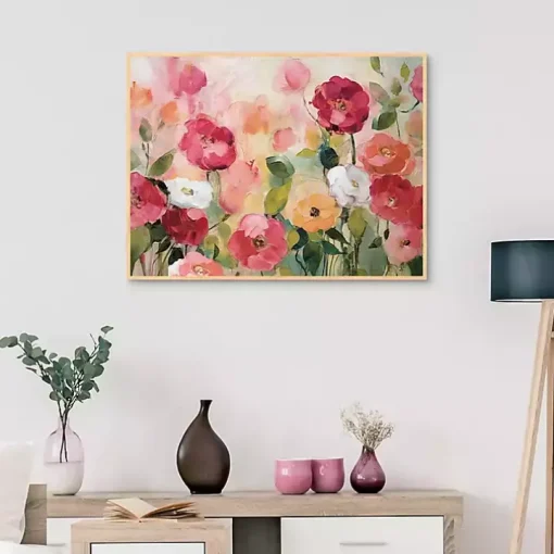 Pink Extract Framed Canvas Art Print