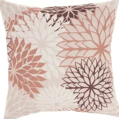 Pink Floral Chevron Outdoor Throw Pillow