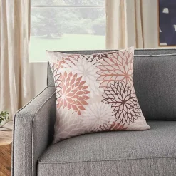 Pink Floral Chevron Outdoor Throw Pillow