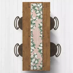 Pink Floral Print Cotton Twill Table Runner