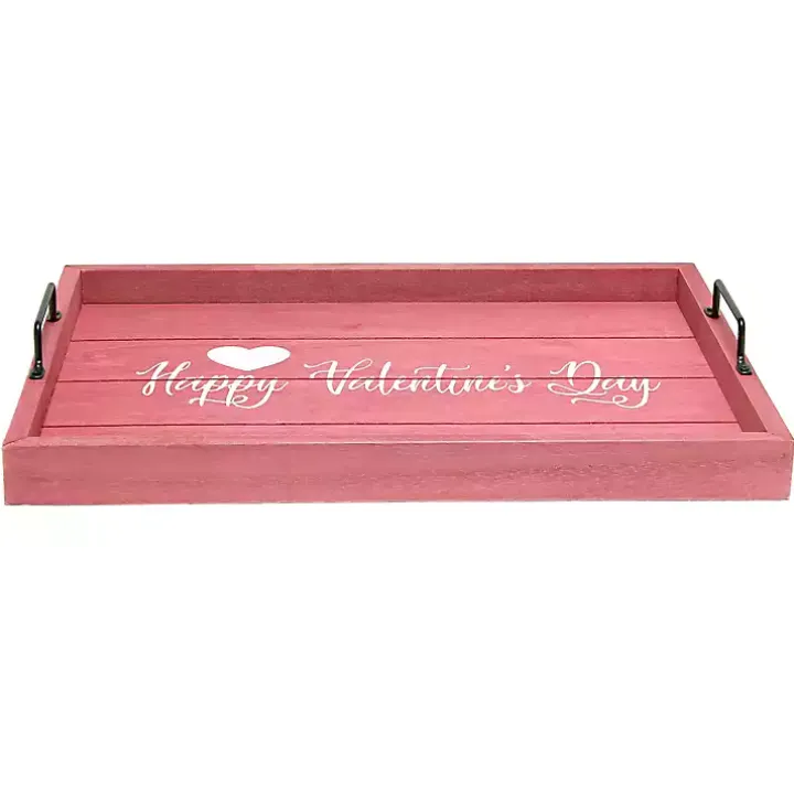 Pink Happy Valentine's Day Wood Tray