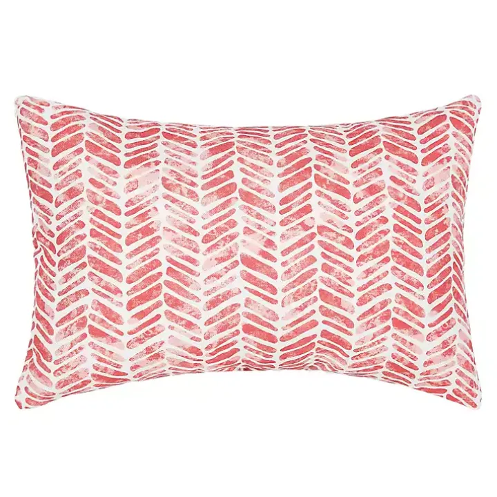 Pink Herringbone Indoor/Outdoor Lumbar Pillow