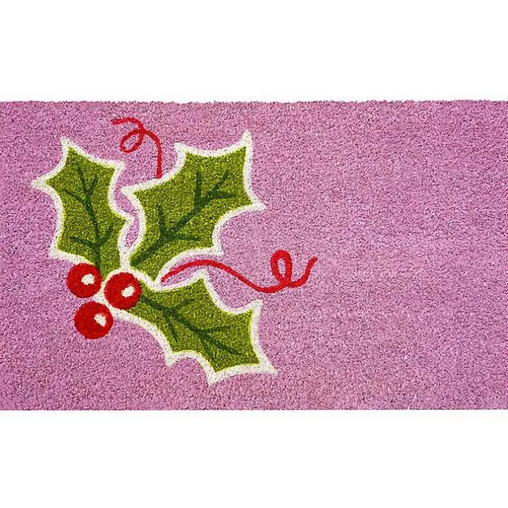 Pink Holly Sprig Doormat