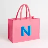 Pink Monogram N Jute Tote Bag