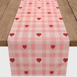 Pink Plaid Hearts Table Runner, 72 in.