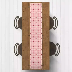 Pink Plaid Hearts Table Runner, 72 in.