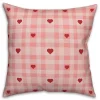 Pink Plaid Hearts Throw Pillow