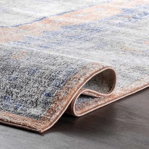Pink Vintage Floral Print Area Rug, 5x7