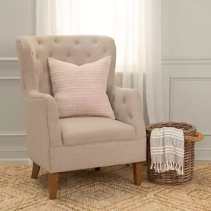 Pink Woven Throw Pillow