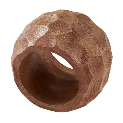 Pitted Chunky Mango Wood 4-pc. Napkin Ring Set