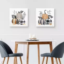 Plaid Pumpkins Canvas Art Prints, Set of 2