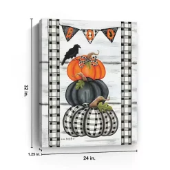 Plaid Stacked Pumpkins Canvas Art Print, 24x32