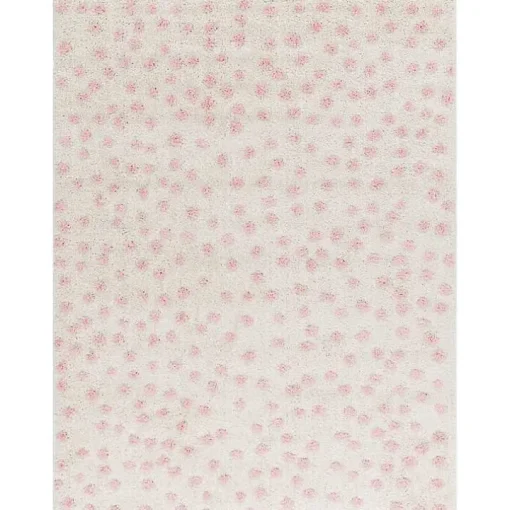 Plush Pink Dotted Area Rug, 5x7