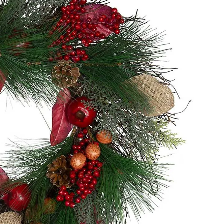 Pomegranate Berry Burlap Harvest Wreath