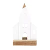 Porcelain and Wood Church Tealight Candle Holder