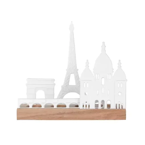 Porcelain and Wood Paris Tealight Candle Holder