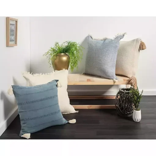 Powder Gauze Organic Fringe Throw Pillow