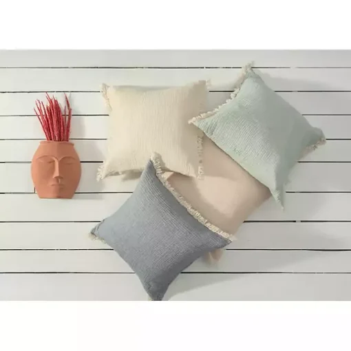 Powder Gauze Organic Fringe Throw Pillow